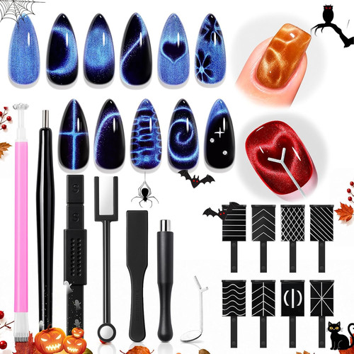 Cat eye magnet 15pcs - cat, brown